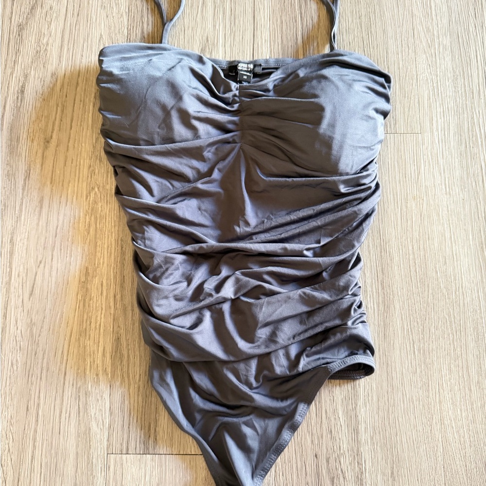 Blue Ruched bodysuit